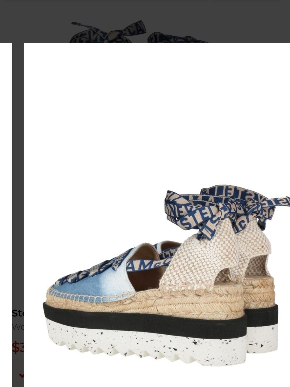 Wedge Espadrille Platform Sandals with Ankle Tie - Blue